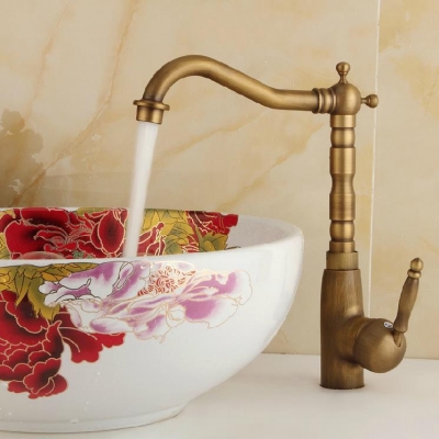 promotion 1 handle antique brass kitchen sink faucet vanity faucet swivel mixer tap crane faucet banheirozly-6720f