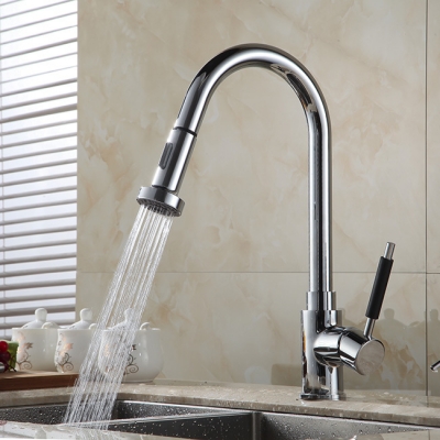 pull out polished chrome kitchen sink basin mix tap faucet kitchen faucet mixer kitchen tap hj-8055l