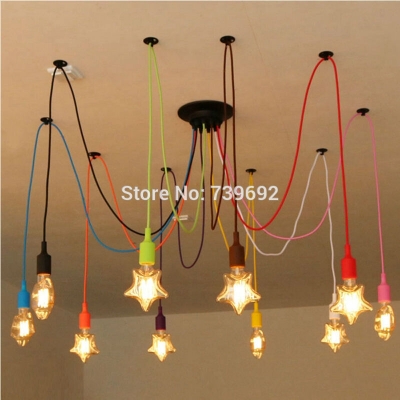 rainbow silicone multi arms led spider edison chandelier lamp modern art decoration restaurant bar dining hanging light 2m wire
