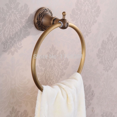 wall mount antique bronze towel ring bathroom accessories bath towel holder brass bathroom hardware set hj-1108