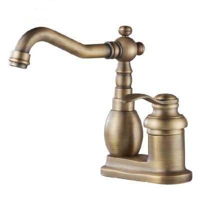whole and retail deck mounted 4" bathroom kitchen mixer taps antique brass single lever basin faucets ws-8066
