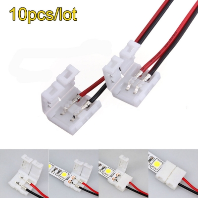 10pcs/lot, 10mm 2pin connector for 5050 5630 5730 single color led strip led pcb board connector wire strip connectors
