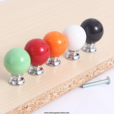 2014 5pcs 27mm round pastel coloured ceramic cabinet cupboard drawer knob pull handle 5 colors for choose new