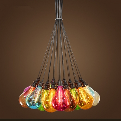 2015 novelty colorful glass bubble led chandelier for dining room american style bar retro chandelier