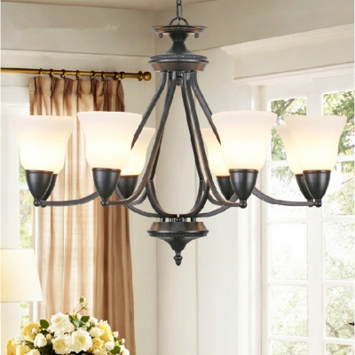 2015 top fashion creative unique design iron and frosted glass lustre chandelier american country vintage pastoral chandelier
