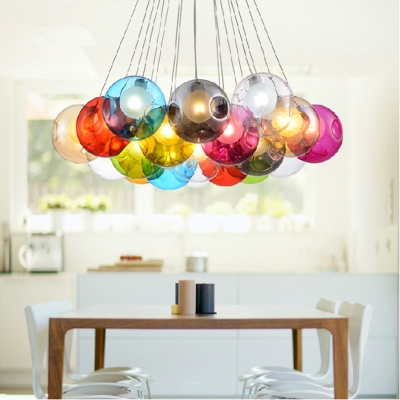 2015 unique design double lampshade colorful bump glass bubble lustre led chandelier dining room modo chandelier with led source
