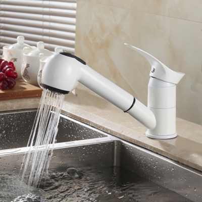 360 degree swivel pull out kitchen faucet water-saving polished white basin mixer brass tap vessel vanity sink lavatory gyd7005w [chrome-kitchen-faucet-1934]