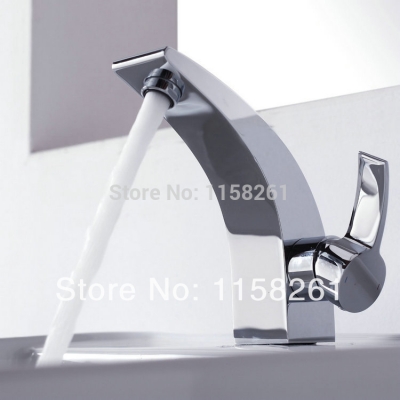 brand new basin sink waterfall tap single lever single hole deck mounted basin waterfall faucet. mixer wf-6087