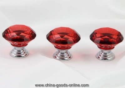 charming pretty red 10pcs crystal glass clear diamond cupboard wardrobe cabinet door handle knobs drawer for kitchen furniture