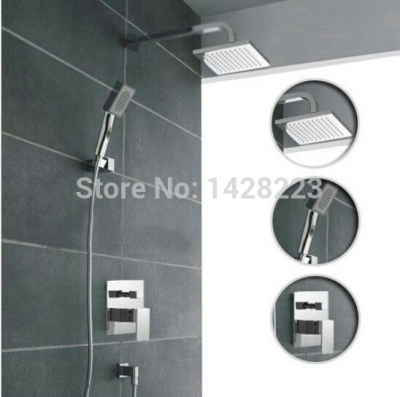 concealed install 8" abs rainfall shower set faucet single handle with handheld shower chrome finished