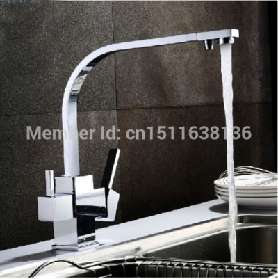 contemporary new chrome brass kitchen faucet sink mixer tap dual handles deck mounted
