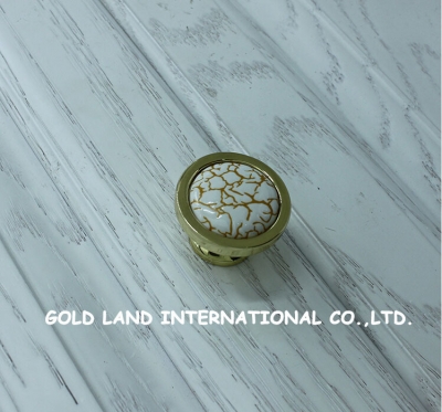 d38mm 18k gold color zinc alloy crack ceramics pull room decorative drawer handle round knobs wardrobe dresser hardware hanger