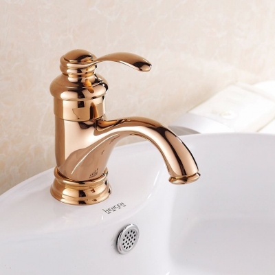 european style crane deck mounted bathrom faucet rose gold plating torneira banheiro water mixer taps hj-6636e