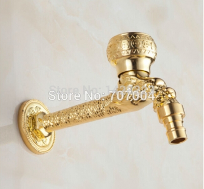 golden wall mounted single handle extend washing machine faucet brass cold water & mop pool taps