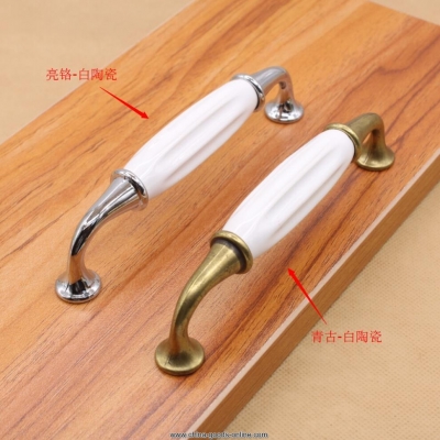 modern ceramic handle white and crack kitchen cabinet knobs and handles pull handle drawer pulls furniture hardware 128mm [Door knobs|pulls-1199]