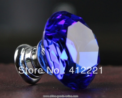new 10pcs/lot d40 mm blue crystal diamond cabinet cupboard drawer dresser furniture pull handle knob in chrome [Door knobs|pulls-2294]