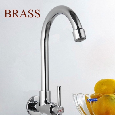 single cold water wall kitchen faucet, brass body chromed torneira cozinha parede