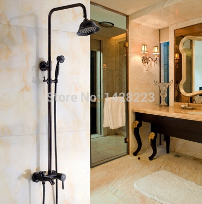 wall mount one handle mixer valve shower set faucet oil rubbed bronze rainfall shower faucet with handshower