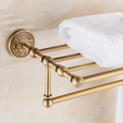 whole and retail promotion modern antique brass bathroom shelf towel rack holder towel bar hangers ha-20f