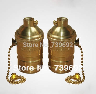 whole price copper zipper lamp holder e27 bulb pendant light lamp holder/brass lamp socket