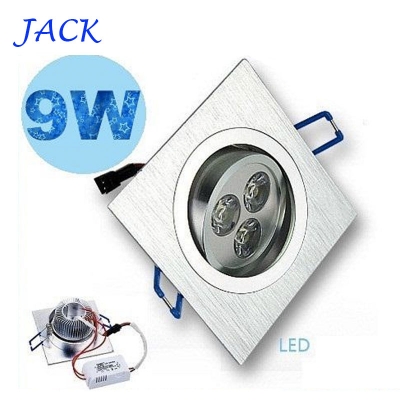 x20 high power square 3x3w 9w led recessed ceiling light 120 angle dimmable led down lights ac 110-240v
