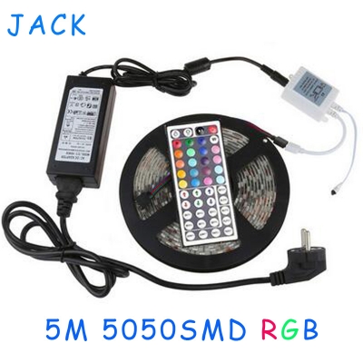 x20 rgb 5m 300 leds smd5050 led strip light waterproof lighting 44 keys ir remote controller + 12v 5a power supply + pulg