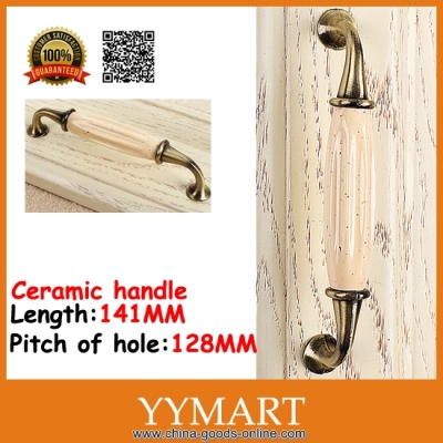 128mm 1pc concave yellow spot ceramic kitchen cabinet door handles cupboard knobs pulls furniture hardware qm957
