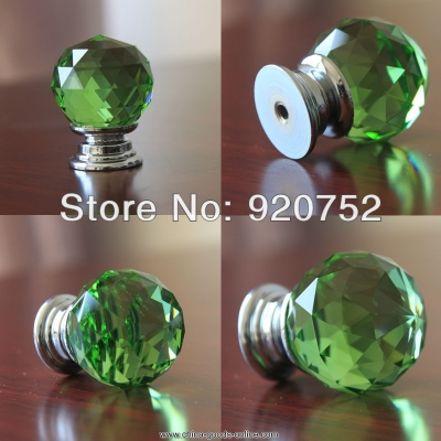 2014 new 40mm green cabinet drawer round crystal glass knobs pulls 12pcs