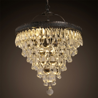 2016 american vintage golden iron chain pendant lights luxury k9 crystal pendant light with 3w oriiginal bulb