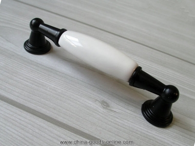 3.75" dresser pulls drawer pull handles knobs / kitchen cabinet door handle pulls black white ceramic porcelain door handles