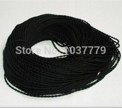 50meters uncut braided textile fabric wire black cable