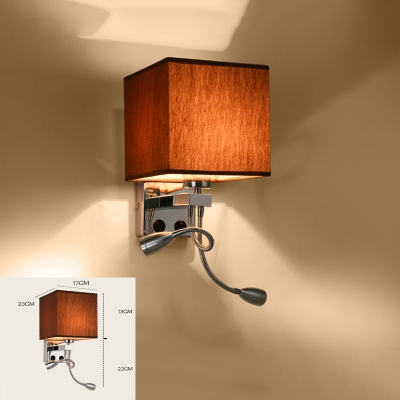 adjustable modern brief bedside wall lamps 1w led reading light lamp wall bed hose rocker arm wall lighting fabric lampshade