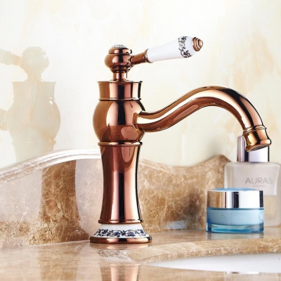 and cold golden brass basin mixer