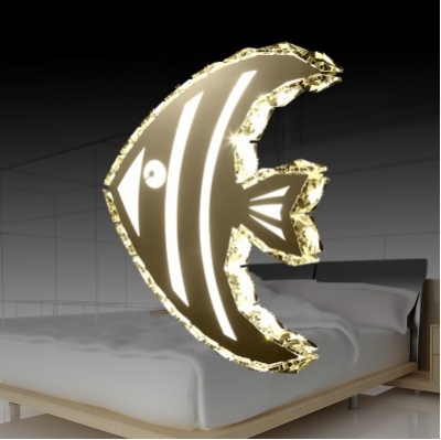 creative modern minimalist fish led crystal wall lamp, for hallway stairs balcony bedroom bedside,bulb included ac 90v~260v