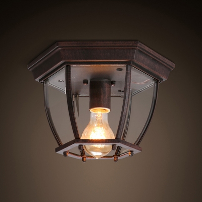dia27cm american country vintage corridor rust iron ceiling light with clear glass lampshade and edison a19 bulb