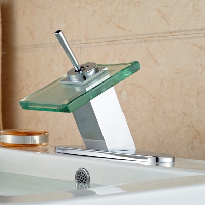 luxury glass waterfall basin faucet tilt deck mount bathroom vanity sink mixer water taps chrome finish