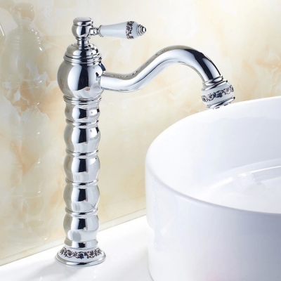 single handle deck mounted basin sink faucet brass chrome blue and white bathroom sink mixer tap torneira banheiro jcs-5868
