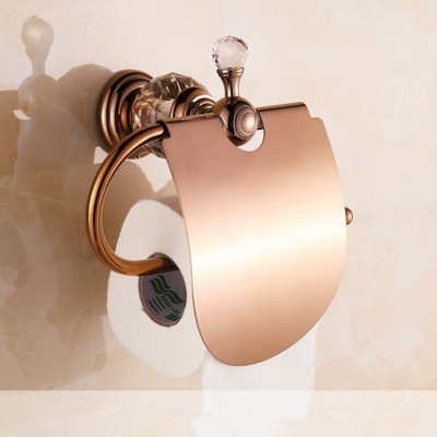whole and retail crystal rose golden brass wall mounted toilet paper holder waterproof tissue bar hk-40e