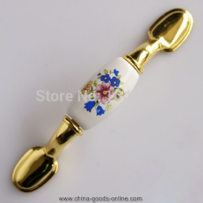 zinc alloy and ceramic gold plated unique cabinet handle