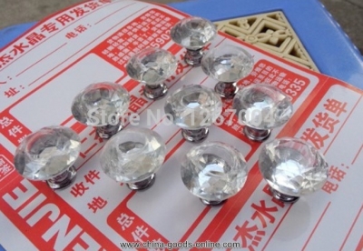 100pcs 30mm diamond shape crystal glass cabinet knob cupboard drawer pull handle new fashion style