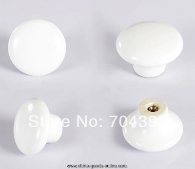 10pcs 32mm european style ceramic round wardrobe drawer single hole furniture cabinet knobs & handles pure white rural