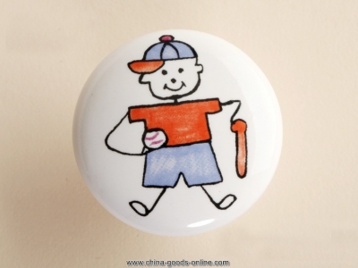 10pcs furniture hardware ceramic child baseball boy kitchen drawer knobs(diameter:38mm)