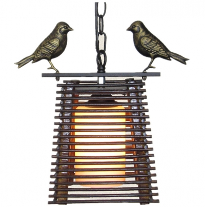 2015 creative 3d iron bird chain 1 head pendant light european pastoral hand manural wood frame shade pendant light