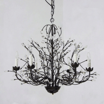 2015 new arrivals creative painted iron branch style chandelier american country modern led k9 crystal chandelier 4 colors