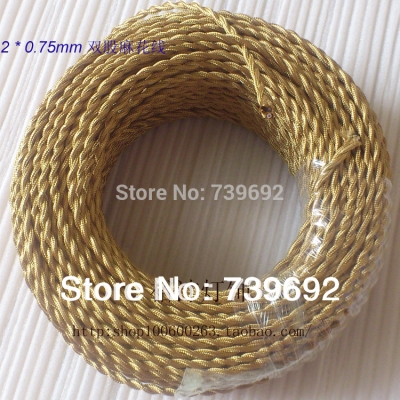 (2m/lot) gold color vintage twisted electrical wire copper wire lamps diy accessories pendant light electrical wire braided