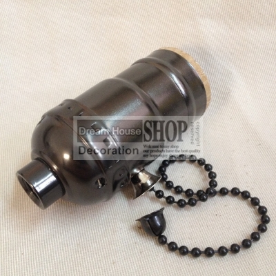 4pc quality vintage e27 aluminum zipper switch lamp holder socket black apply in edison bulb pendant light