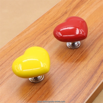 4pcs heart ceramic door knob cabinet drawer kitchen cupboard wardrobe pull handle red yellow