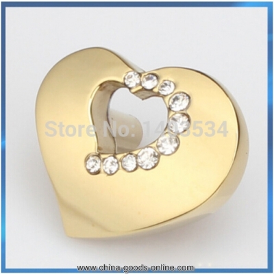 8pcs heart shape cabinet knobs and handles golden color zinc alloy crystal furniture drawer single hole knobs hollow out