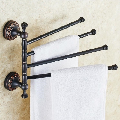 bathroom black brass rotating towel holder 4 movable rod towel bar belt towel rack bathroom accessories h91329r