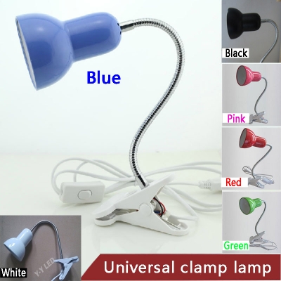 e27 abajur can 360 degrees rotate chimney switch clamps desk lamp;plant lamps and lanterns;white/black/blue/red/green/pink